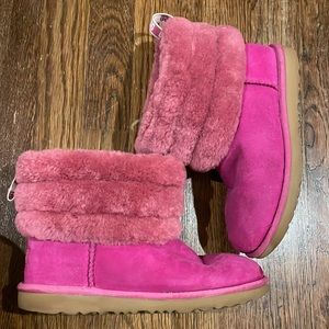 Girl’s UGG Pink K FLUFF Mini Quilted Boots